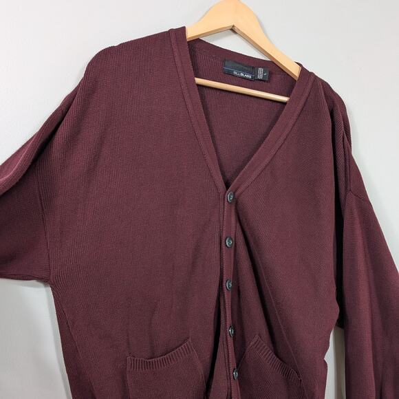 Vintage Bill Blass Cardigan Sweater Mens L Red 90S Cotton Usa Button Vneck Work - Picture 2 of 9